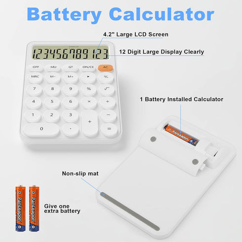 Cute Calculators Desktop Size 6.3 * 4.3in/16 * 11cm, DECKLIT Battery 12 Digit Desk Calculator Extra Large LCD Display, Great Desktop Calculator Bi...