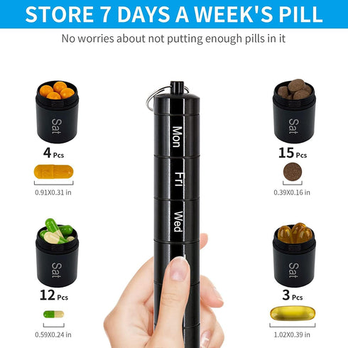 2 PCS Metal Travel Pill Organizer Large - Rainbow Weekly Pill Case +7 Day Pill Organizer-Waterproof Pill Box Container - Compact and Durable Medic...