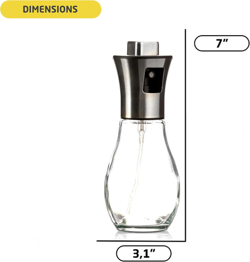 Kitchen Oil Sprayer for Cooking, 6.8oz/200ml Olive Oil or Vinegar, Trigger Design Round Spray Bottle, Stainless Steel Finish...