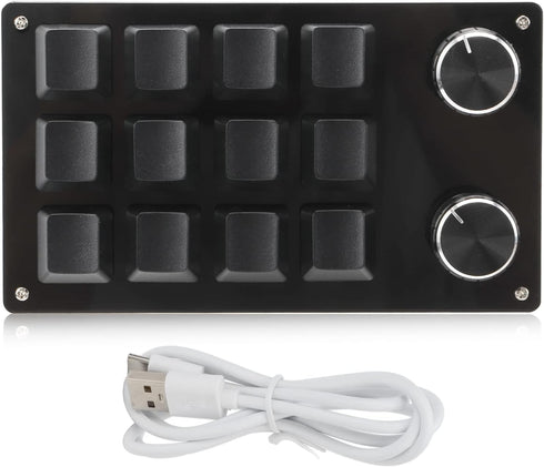 Focket One Handed Programmable Mechanical Keyboard, 12 Key Programmable Macro Keyboard with Knob, USB Programmable Mini Keyboard Programmable Keyb...