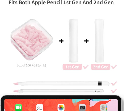 100 pcs Silicone Nib Sleeves Compatible with Apple Pencil Tips, Professional Liquid Silicone Nibs Cover Replacement for 1st & 2nd Gen &USB-C, Writ...