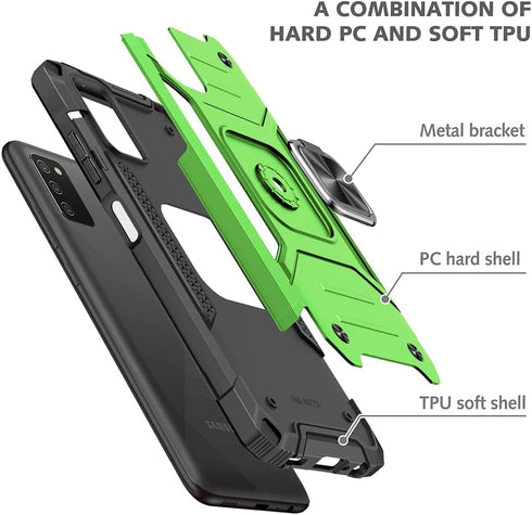 HNHYGETE Samsung Galaxy A03s Case, Samsung A03s Case, with HD Screen Protector, 360°Military Grade Rotatable Kickstand (Heavy Duty) Shockproof Pro...