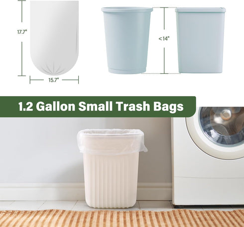 Jaoul 1.2 Gallon Trash Bags, Unscented Strong Small Trash Bags Bathroom, Small Garbage Bags for Bathroom Can, White Trash Can Liners 100 Count...