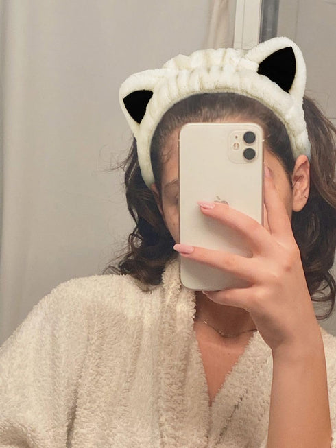 Huachi 2 Packs Cute Cat Spa Headband for Washing Face Makeup Skincare, Animal Headbands for Women Girls Trendy Stuff Gifts Soft Coral Fleece Facia...