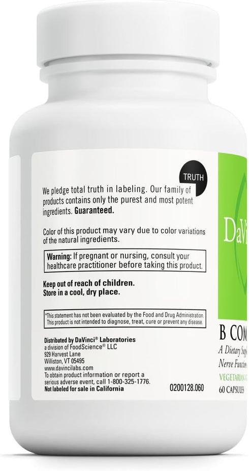 DAVINCI Labs B Complex-75 - Supports Relaxation and Proper Nerve Function* - Dietary Supplement with Niacin, Vitamin B6, B12, Biotin, Choline and ...