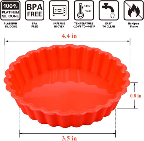 FUNBAKY Silicone Quiche Pan, Mini Pie Pan Non-stick Round Silicone Baking Molds 10 Packs...