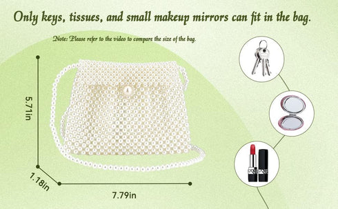 Women Shoulder Bag Pearl Purse Tote bag Handmade Tote Bag Weave Beaded Bag Clutch Evening Party Bag...