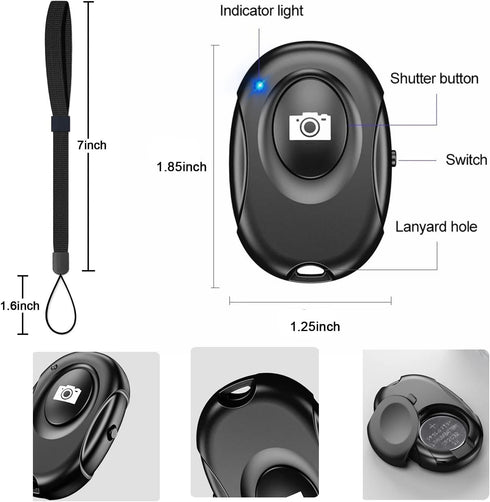 Wireless Camera Shutter Clicker | Camera Shutter Remote Control for iPhone & Android Smartphones | Wireless Remote Control Selfie Button - Include...