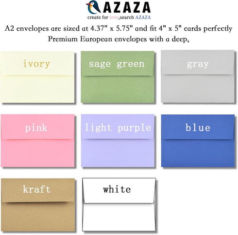 50 Pack A2 Envelopes for Invitations,4.37x5.75 Envelopes,A2 Envelopes Ivory Self Seal,Printable Envelopes for Wedding,Invitation,Baby Shower,Envel...