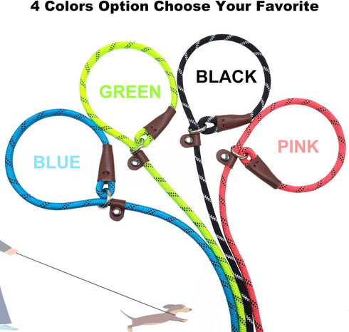 7Ft Slip Lead Dog Leash for Small Dogs, No Pull Small Puppy Pet Training Leash, Lightweight Nylon Rope Leash Green...