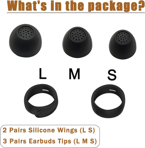 Silicone Ear Tip for Samsung Galaxy Buds FE Ear Wing Tips Fit in The Case for Galaxy Buds FE Earbuds Accessories Earbuds Tips, Black...