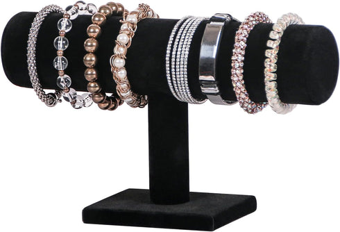 Julysky T bar Bracelet Holder,Bracelet Display Stand For Selling,Jewelry Organizer Watch Rack For Show (ALL Black, 1 Tier)...