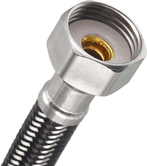 uxcell Faucet Supply Line Connector, G1/2 Female x G1/2 Female 28 Inch Long Braided 304 Stainless Steel Water Supply Hose, Black...