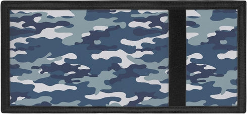 Blue Camo Print Kids Wallet for Boys Girls Teens Trifold Canvas Wallet for Men Women Army Camouflage Wallets Credit Card Holder...