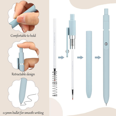 24 Pack Aesthetic School Supplies Include Small Pencil Case 12 Pcs Cute Highlighters 5 Pcs Quick Dry Black Ink Gel Pens 6 Pcs Clear Transparent St...