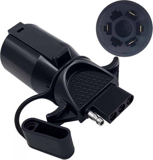 NEW SUN Ultimate Trailer Adapter, 7 Pin to 4 Pin RV Adapter with Ant-dust Cap, Connector for Trailers & RV Exterior Accessories, Round Plug 7 Way ...