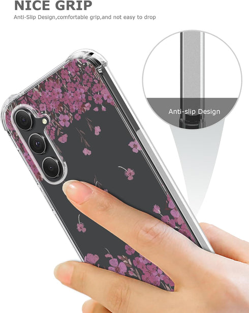 Floral Clear Case for Galaxy S23 FE for Women/Girls,Pretty Phone Cover for Samsung Galaxy S23FE,Flower Design Slim Soft Transparent Drop Proof TPU...