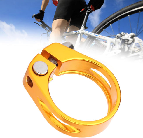 Bike Seats Post Clamp, Quick Release Ultra Light Aluminum Alloy 34.9mm Rust Proof Bike Seatpost Clamp for Most Bikes(Gold)...