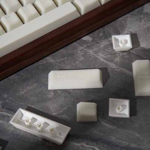 PBT White Jade Keycaps, 154 Keys Cherry Profile Double Shot Keycap, Translucent Keycap Set for Mechanical Keyboard 61/64/84/87/104/108 Layout...