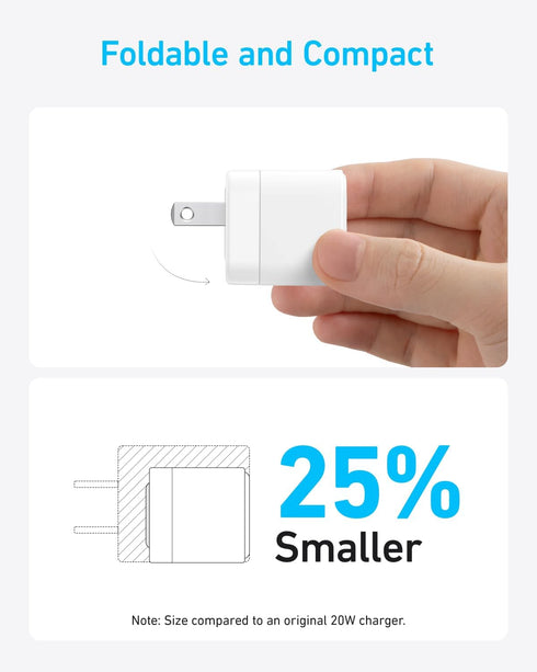 Anker Charger, 2-Pack 20W Fast Charger with Foldable Plug and USB-C to C Cables, for iPhone 15/15 Plus / 15 Pro / 15 Pro Max / 14/13 Series, Samsu...