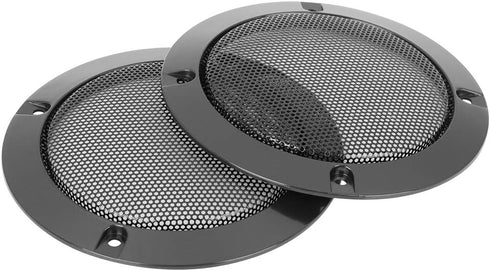 X AUTOHAUX 4pcs 4 Inch Metal Glossy Audio Speaker Cover Mesh Subwoofer Grill Horn Guard Decorative Circle Grille Protector Black for Car...