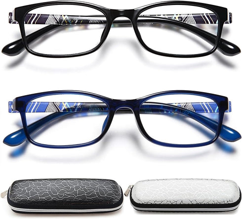EYEURL Computer Blue Light Blocking Glasses 2 Pack Reading Glasses for Women Men 2.25 Blue Light Blocker Fashion Rectangular Eyeglasses Frame with...