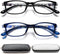 EYEURL Black Computer Reading Glasses 2 Pair Blue Light Blocking 1.75 Magnification Stylish Readers for Women Men Rectangular Frame Transparent Le...