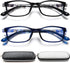 EYEURL Black Computer Reading Glasses 2 Pair Blue Light Blocking 1.75 Magnification Stylish Readers for Women Men Rectangular Frame Transparent Le...