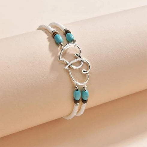 Beaded Anklet for Women Layered Heart Anklet Waterproof Ankle Bracelets for Women Elastic Ankle Bracelets Boho Seed Bead Foot Chain Summer Beach J...