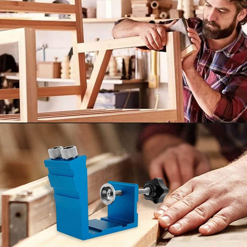 46Pcs Pocket Hole Jig Kit, 15 Degree Pocket Hole Jig with Drill Guide Joint, Adjustable Woodworking Inclined Hole Locator, Carpentry DIY Wood Work...