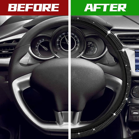 Bling Car Steering Wheel Cover, Crystal Glitter Rhinestone Wheel Protector for Girls Women, 15 inch Anti-Slip Steering Wheel Protector, Universal ...