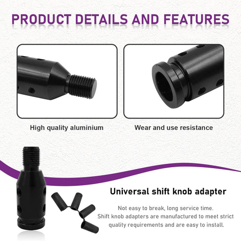 Universal Gear Shift Knob Adapter, M10×1.5 Aluminum Alloy Shifter Knob Adapter for Non-Threaded Shifters, Shifter Knob Boot Retainer Gear Stick Co...
