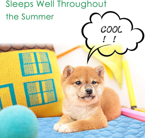 VeMee Cooling Mat Pad for Dogs Cats Ice Silk Mat Cooling Blanket Cushion for Kennel/Sofa/Bed/Floor/Car Seats Cooling (Dog Cooling mat-Blue)...