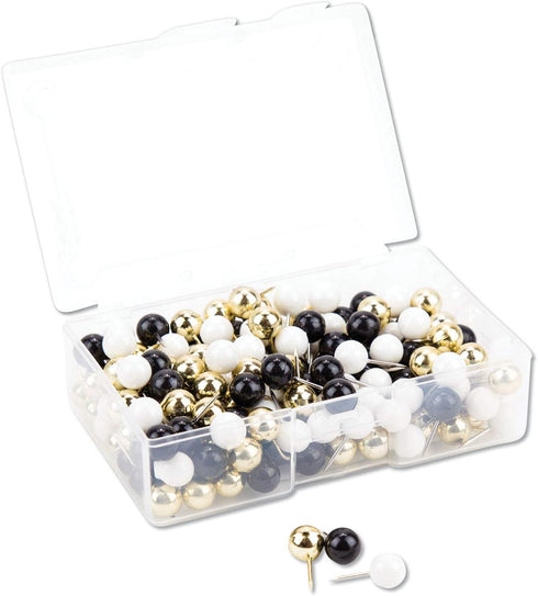 U Brands Sphere Push Pins, Black, White and Gold, 200-Count...