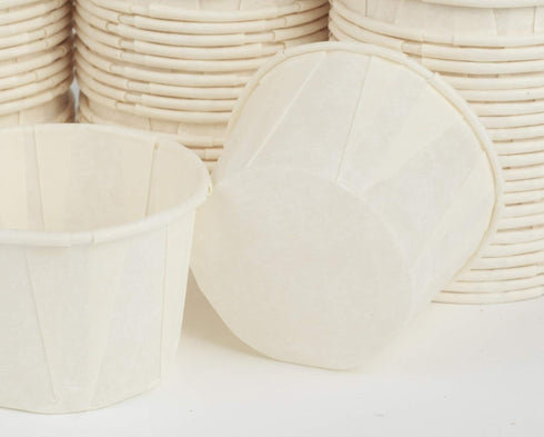 Golden Apple, 2oz-250ct White Treated Paper Souffle Portion Cups for Measuring, Medicine, Samples, Jello Shots,Harvest Paper. Compostable Souffle,...