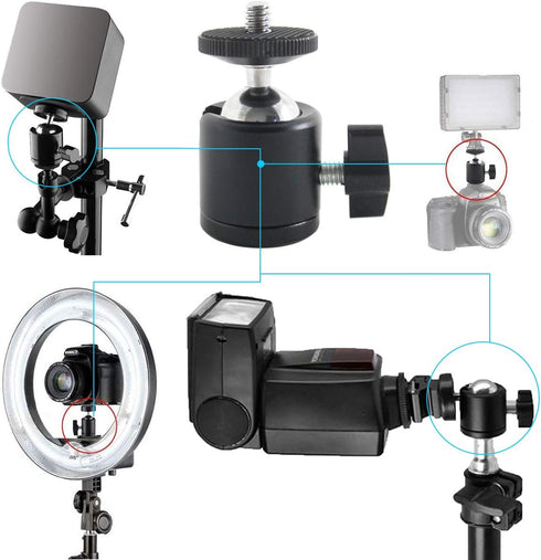 EXMAX 360 Degree Aluminum Alloy Body Rotating Swivel Mini Tripod Ball Head with 1/4" Screw Thread Base Mount for Lighter DSLR Camera Camcorder LED...