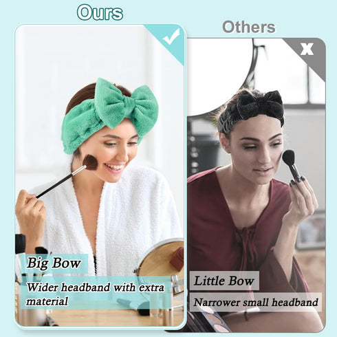 Shintop Face Wash Headband, Soft Makeup Headband with Cute Bow Elastic Spa Headband for Skincare Facial Mask Showers (Pea Green)...
