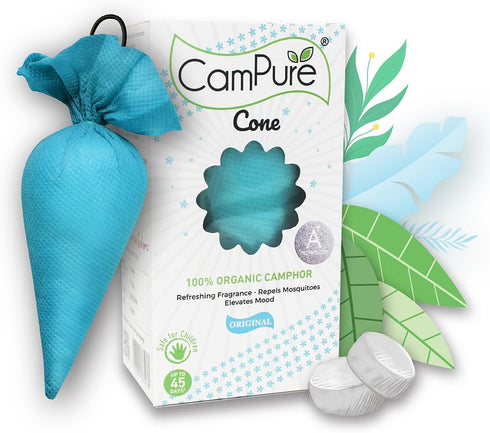 CamPure Camphor Cone (Original) Pack of 2 - Room, Car, Bathroom Air Freshener...