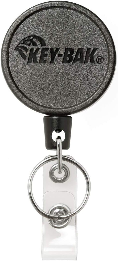 KEY-BAK MID6-Duo Heavy Duty Badge Reel and Keychain That Holds 10 Keys, Belt Clip, Black, Medium (0006-0804)...