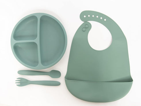 Lila & Jack's Baby Feeding Set, BPA Free, Food Grade Silicone Dinner Plate and Cutlery Set, Learn to Eat on Your Own, Set Includes Spork, Spoon, B...