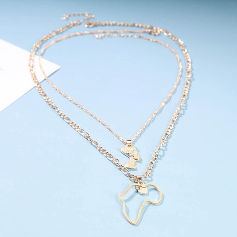 Boho Pharaoh Queen Pendant Necklace Hollow Out Map Necklace Chain Heart Dangle Choker Necklace Retro Egyptian Nefertiti Layering Necklace Jewelry ...