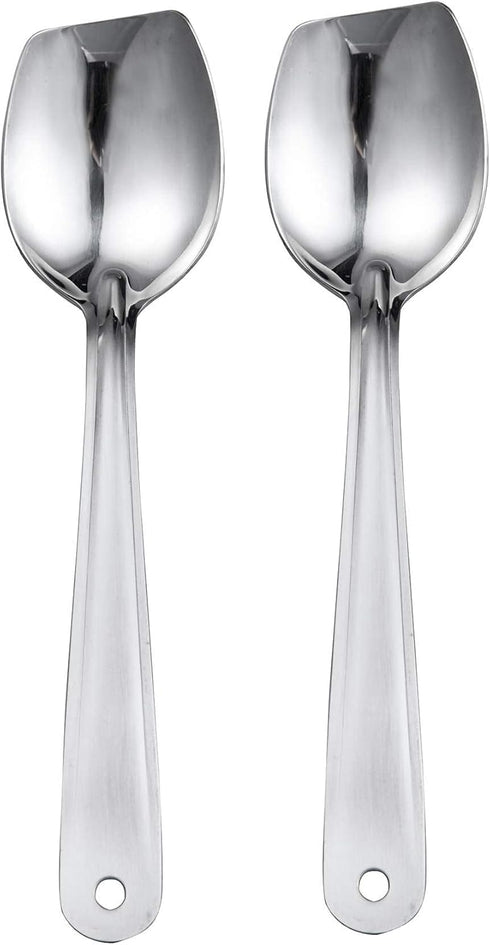 IMEEA Flat Edge Cooking Spoon 18/8 Stainless Steel Serving Spoon 10-Inch Mixing Spoon, Set of 2...