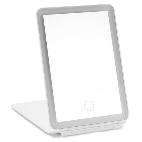Dorence Rechargeable Travel Lighted Makeup Mirror, White - Compact Foldable LED Mirror for Flawless Application - Modern Design - Portable Vanity ...