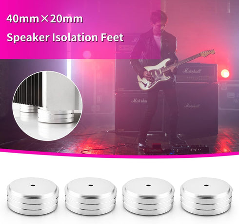 Audiocrast 4X Silver HiFi Speaker Isolation Feet Pad, Aluminum 40x20mm Audio Stand Feet Amplifier Shock Absorber Non-Slip Hi-End Vibration Dampene...