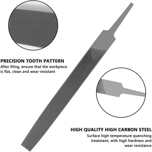 KALIM Flat Medium Cut File, Double Cut Teeth, 6'' Length, Made of High Carbon Steel, Hand File Without Handle Suitable for Wood, Metal, Sharpening...