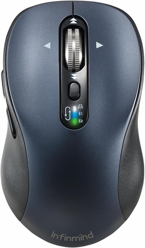 Wireless Bluetooth Mouse with 4 Way Scrolling, Rechargeable, 4 Level 3200 DPI, Quiet Click, 3 Devices Mice for Windows,Linux,Mac OS,iOS,Android (B...