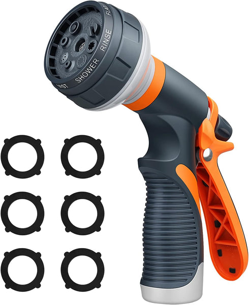Garden Hose Nozzle, Water Hose Nozzle Spray, Heavy Duty Water Spray Gun High Pressure Washer Sprayer with 8 Patterns, Suitable for Watering Garden...