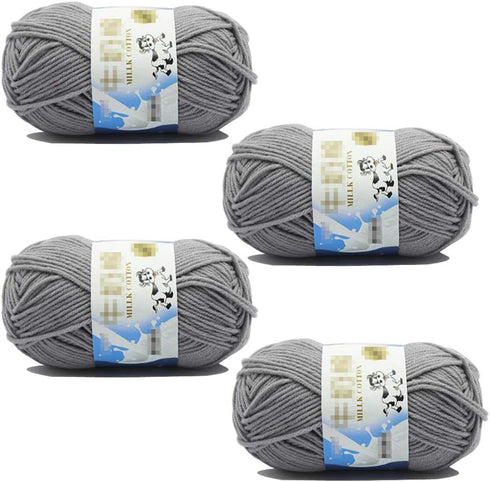 4 Rolls Comfy Blend Milk Yarn Plain Knitting Wool Soft Caddice Woolen Yarn Hand Spinning Fibre Wool Yarn Crochet Yarn Bulk Starter Kit for Colorfu...