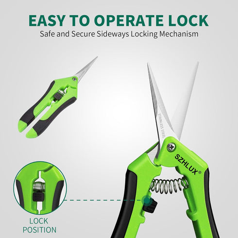 SZHLUX 1-Pack Pruning Shears, 6.5'' Gardening Hand Pruner, Professional Pruning Scissors with Straight Stainless Steel Precision Blades...