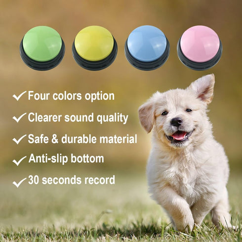 4pcs Dog Buttons for Communication Recordable Dog Talking Buttons Set with Stickers Speaking Button for Dog Training Interactive Tool Answer Buzze...